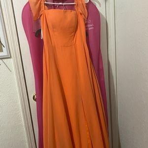 Orange jj house dress off the shoulder